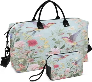 Kigai Flowers and Hummingbirds Duffle Bag Versatile Travel Duffel for Men and Women, Carry On for Weekend or Overnight Stay