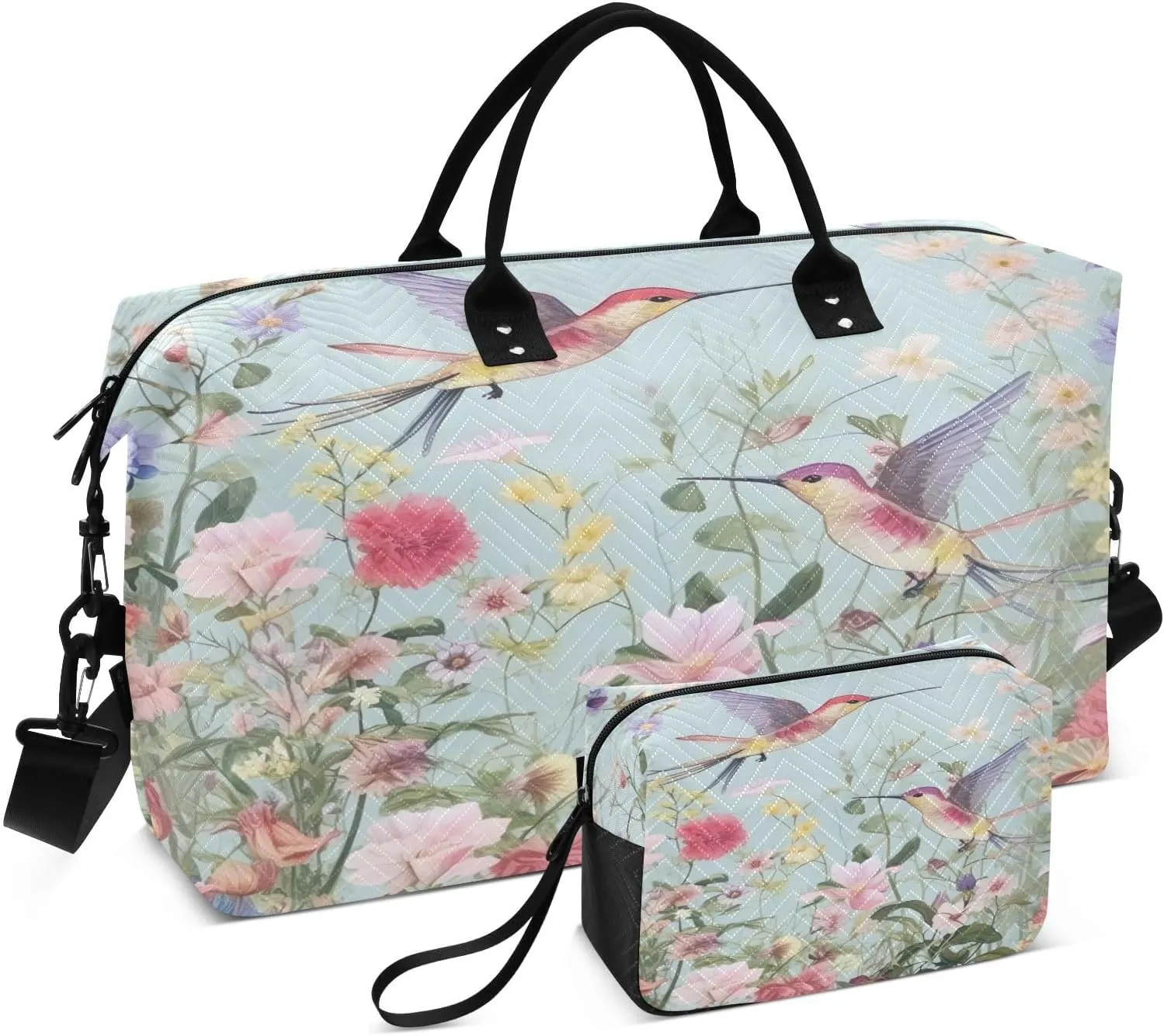 Kigai Flowers and Hummingbirds Duffle Bag Versatile Travel Duffel for Men and Women, Carry On for Weekend or Overnight Stay