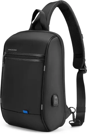 Kingsons Mens Sling Laptop Backpack Slim Casual Daypack Single Shoulder Sling Backpack Waterproof Crossbody Urban Travel Chest with USB Charging Port and RFID Safe Pocket
