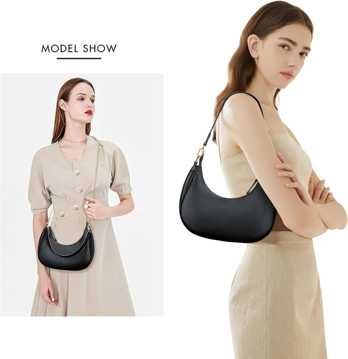 KKXIU Shoulder Bag for Women Small Purse Cute Clutch Hobo Handbag Trendy Crescent Bag