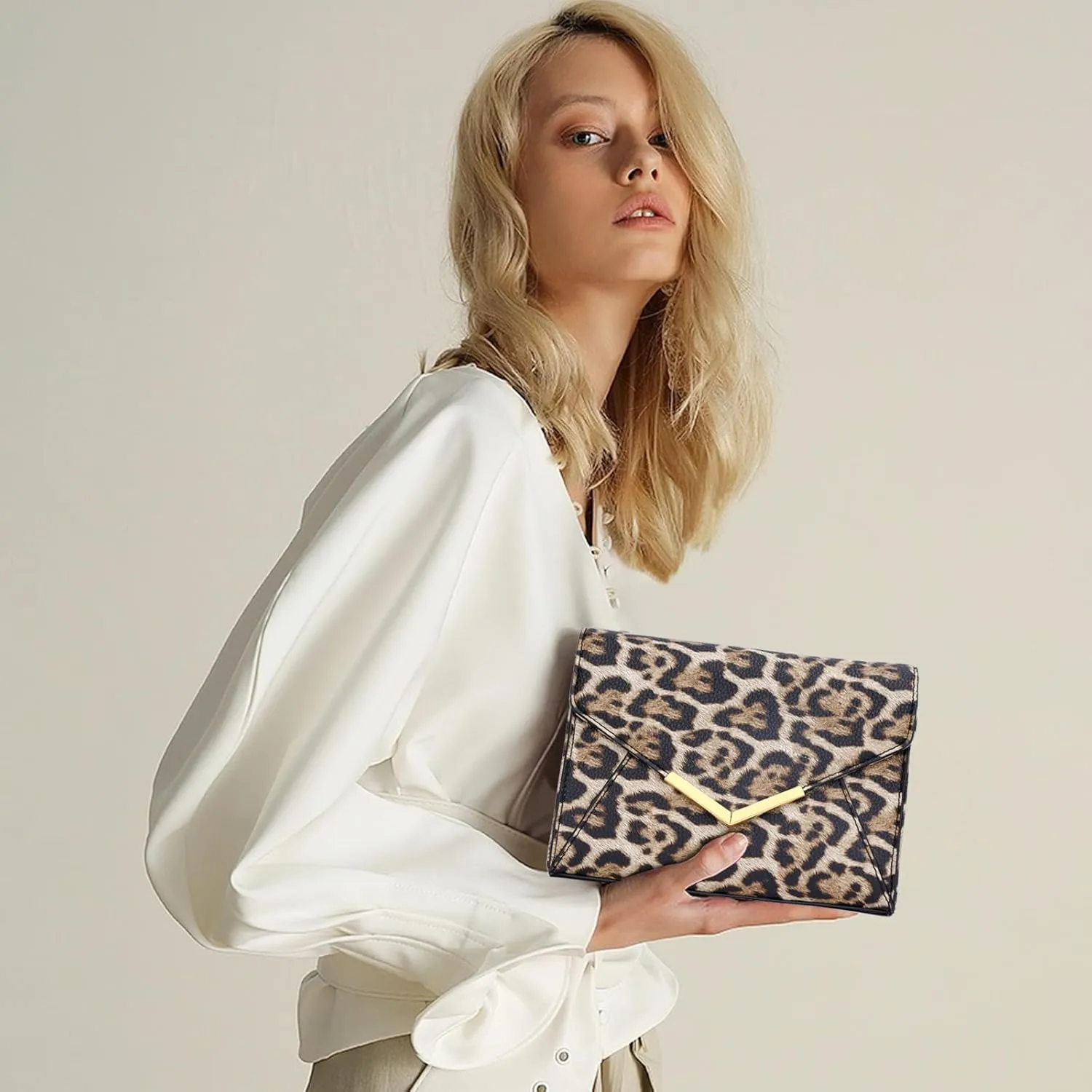 KKXIU Women Elegant Faux Leather Evening Envelope Clutch Purse Foldover Bags for Party Wedding Prom