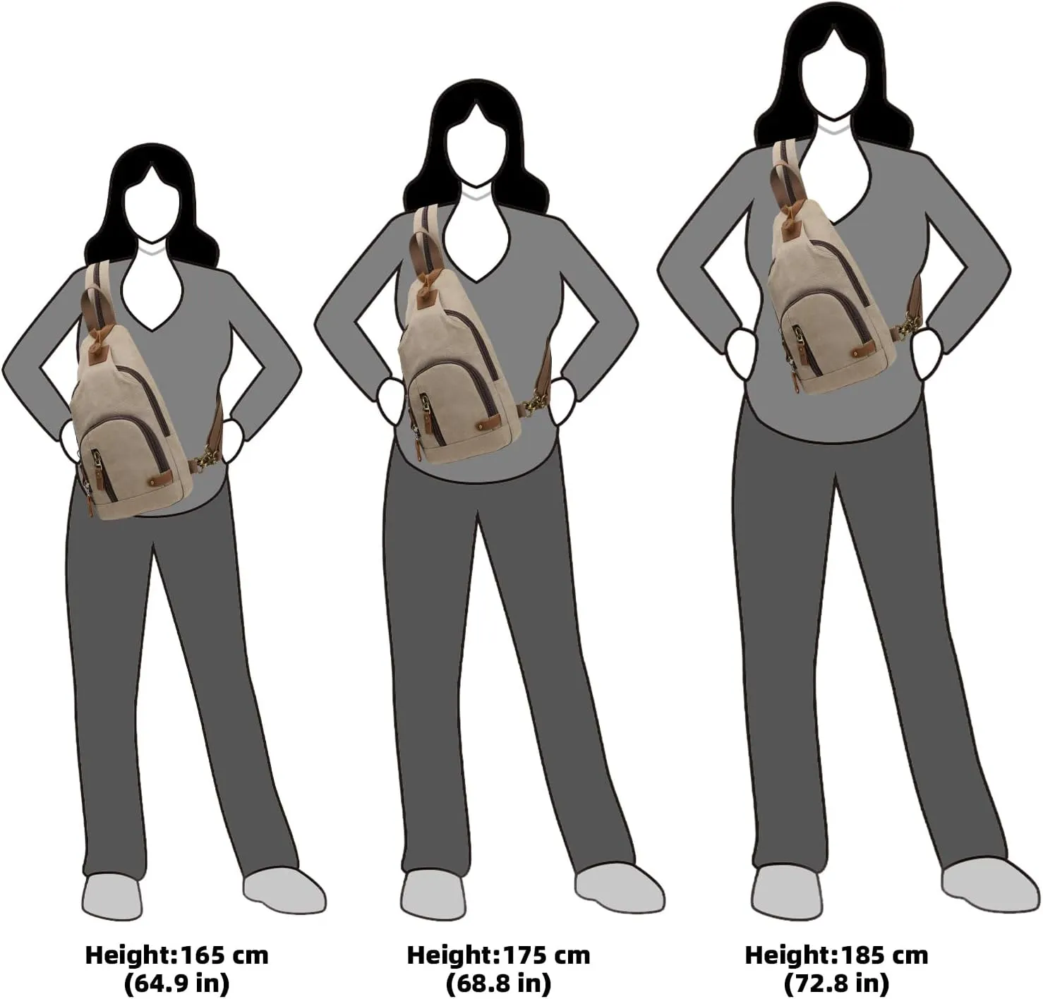 KL928 Canvas Sling Bag Crossbody Backpack Shoulder Casual Rucksack for Men Women