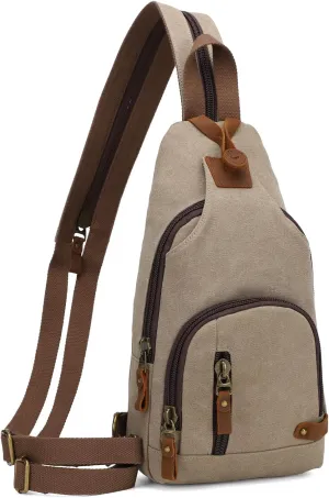 KL928 Canvas Sling Bag Crossbody Backpack Shoulder Casual Rucksack for Men Women