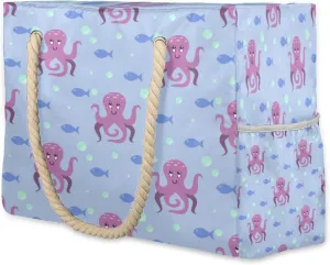 KOBLEN Cute Octopus Large Beach Bag Waterproof Beach Bag for Women Oversized Sandproof Beach Tote Bag with Zipper for Gym Travel Daily Pool Bag Big Tote