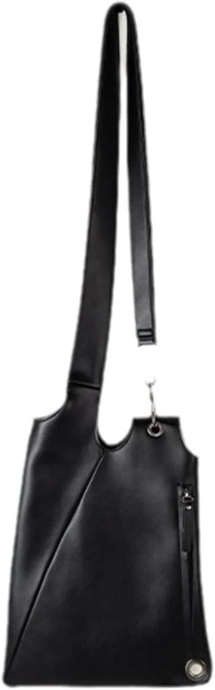 Korean Styles Asymmetrical Shoulder Bag Fashion Soft Texture PU Leather Vintage Irregular Crossbody Purse for Women Men