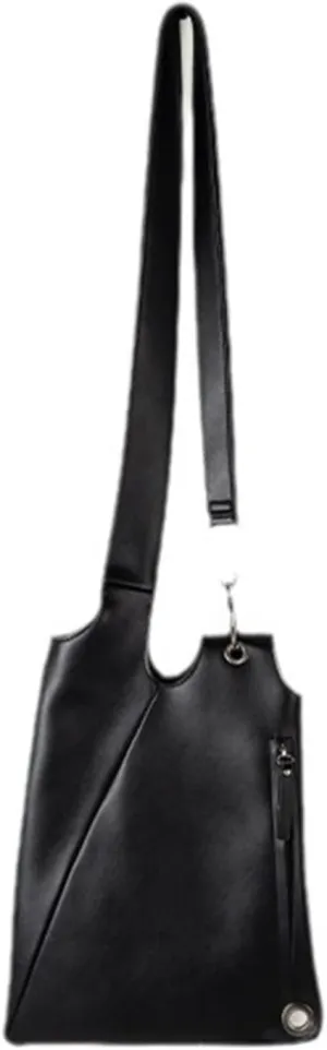 Korean Styles Asymmetrical Shoulder Bag Fashion Soft Texture PU Leather Vintage Irregular Crossbody Purse for Women Men