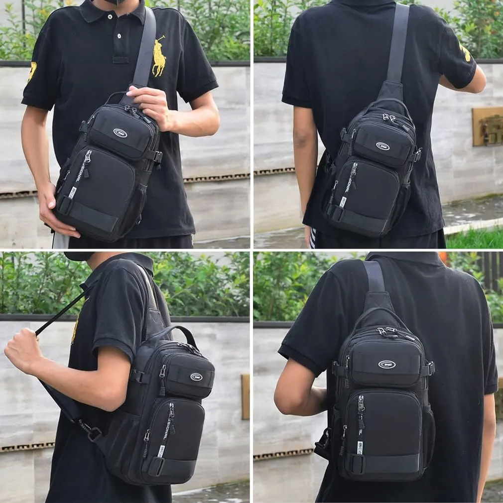 KPYWZER Nylon Sling Bag for Men Chest Bag Bicycle Travel Gym Backpack Daypack Crossbody Shoulder Bag Hiking