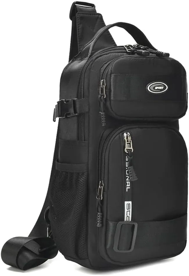 KPYWZER Nylon Sling Bag for Men Chest Bag Bicycle Travel Gym Backpack Daypack Crossbody Shoulder Bag Hiking