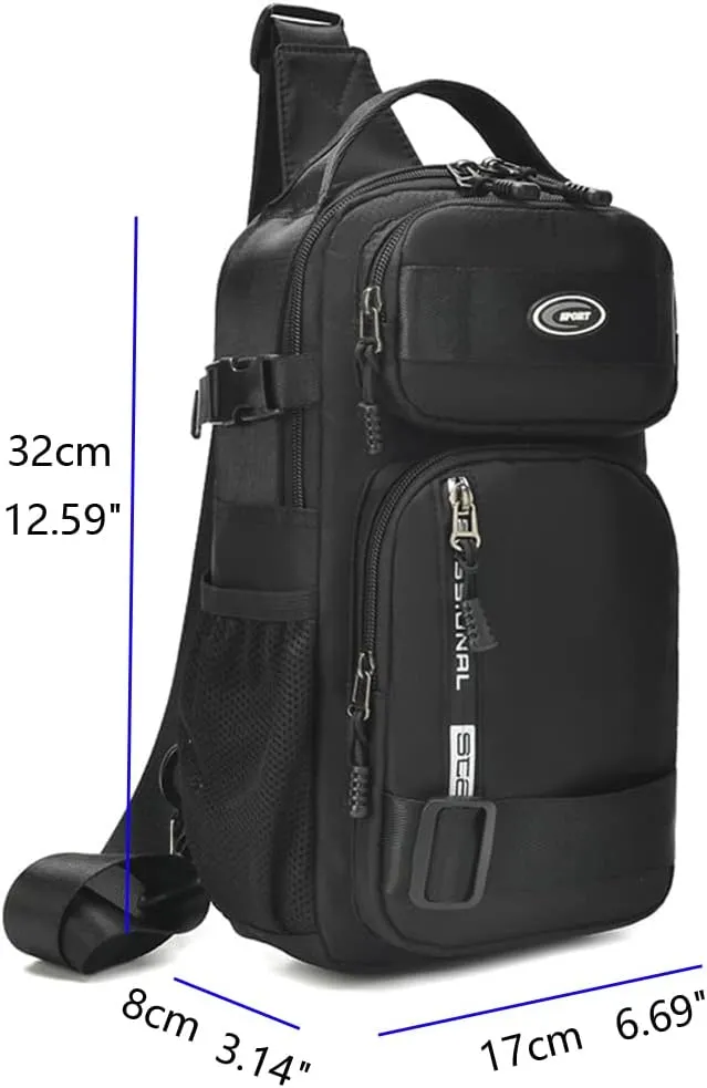 KPYWZER Nylon Sling Bag for Men Chest Bag Bicycle Travel Gym Backpack Daypack Crossbody Shoulder Bag Hiking