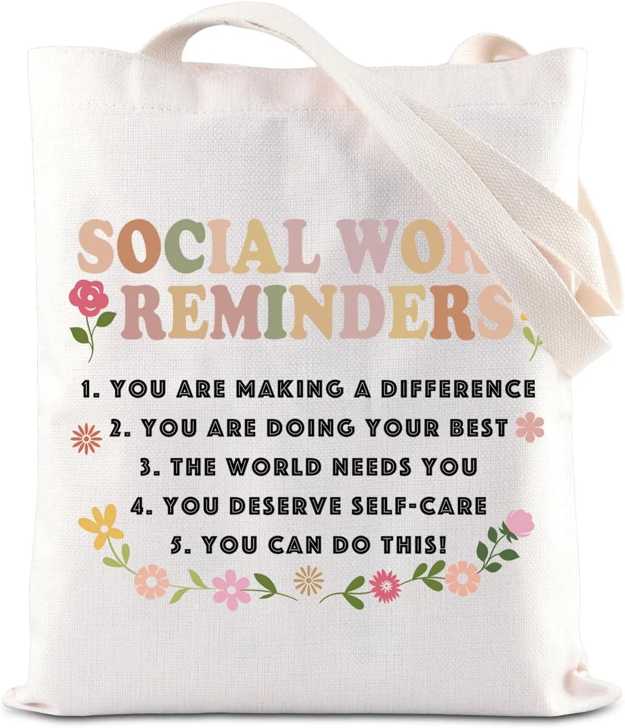 KUIYAI Social Worker Tote Bag MSW Appreciation Canvas Bag Social Work Month Gift Social Work Reminders Gift Volunteer Gift