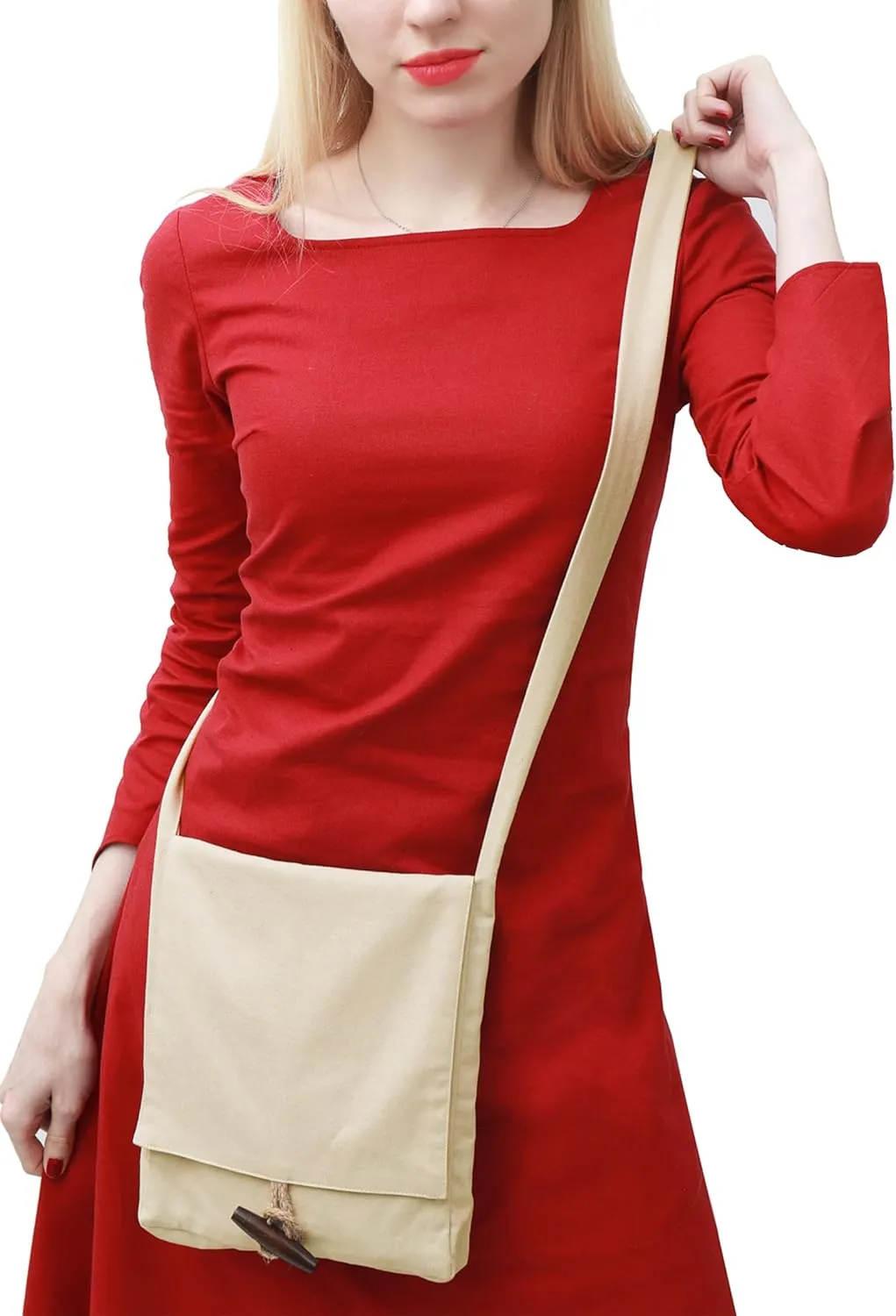 KUOIN Medieval Shoulder Bag Linen Pilgrim Pouch Renaissance Small Pack Accessories