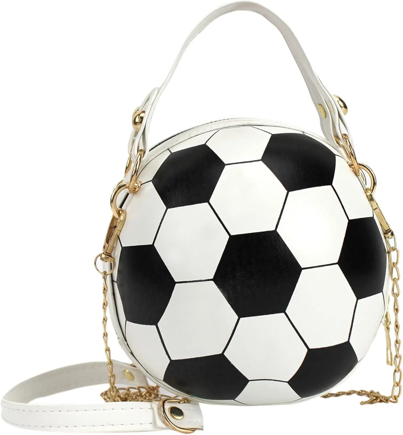 LABANCA Women PU Leather Basketball Shaped Soccer Shoulder Bag Round Crossbody Bag Tote Purse