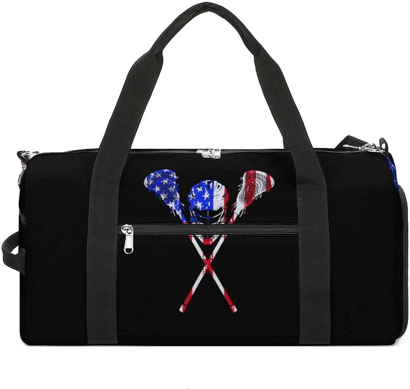 Lacrosse U.S. Flag Gym Duffle Bag Waterproof Travel Bag Small for Sports and Weekend Getaway
