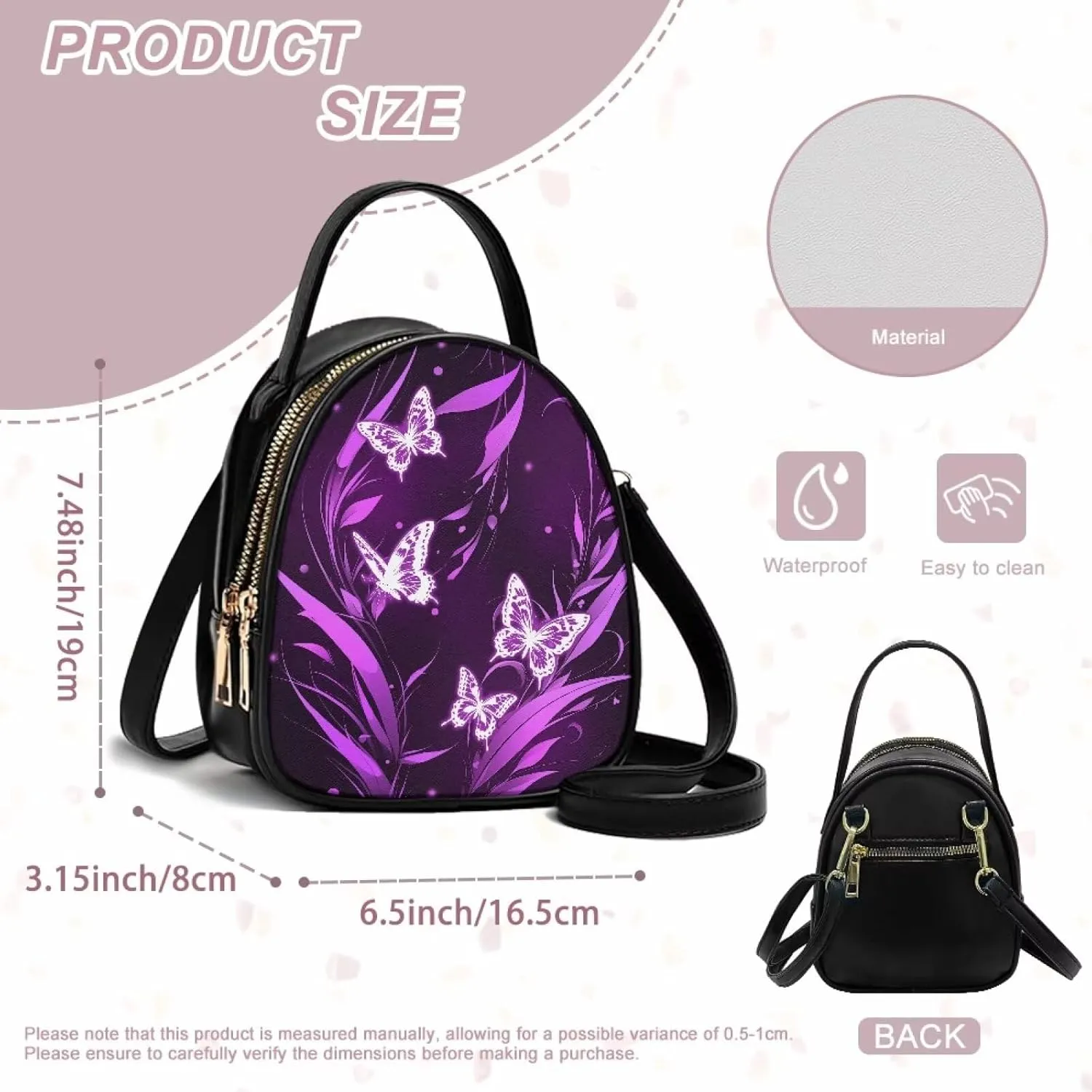 Ladies Double Layer Soft PU Leather Multi-Pocket Shoulder Bag Handbag Womens Crossboby Bag with Adjustable Strap