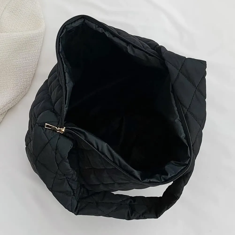 Ladies Hobo Bag Lightweight Girl Large Bag Solid Color Fashion Shopping Bag Soft Quilted for Women Vacation Travel