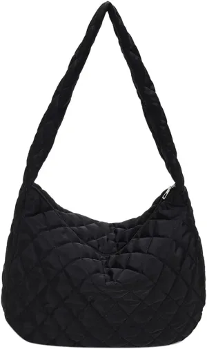 Ladies Hobo Bag Lightweight Girl Large Bag Solid Color Fashion Shopping Bag Soft Quilted for Women Vacation Travel