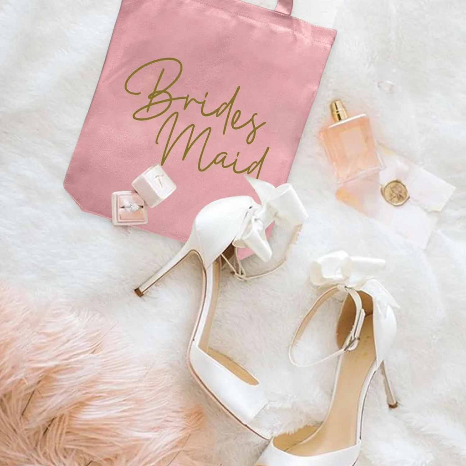 LADY & HOME 10pcs Bachelorette Party Bride Team Bridesmaid Cotton Tote Bags for Wedding Gifts