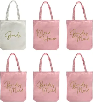 LADY & HOME 10pcs Bachelorette Party Bride Team Bridesmaid Cotton Tote Bags for Wedding Gifts