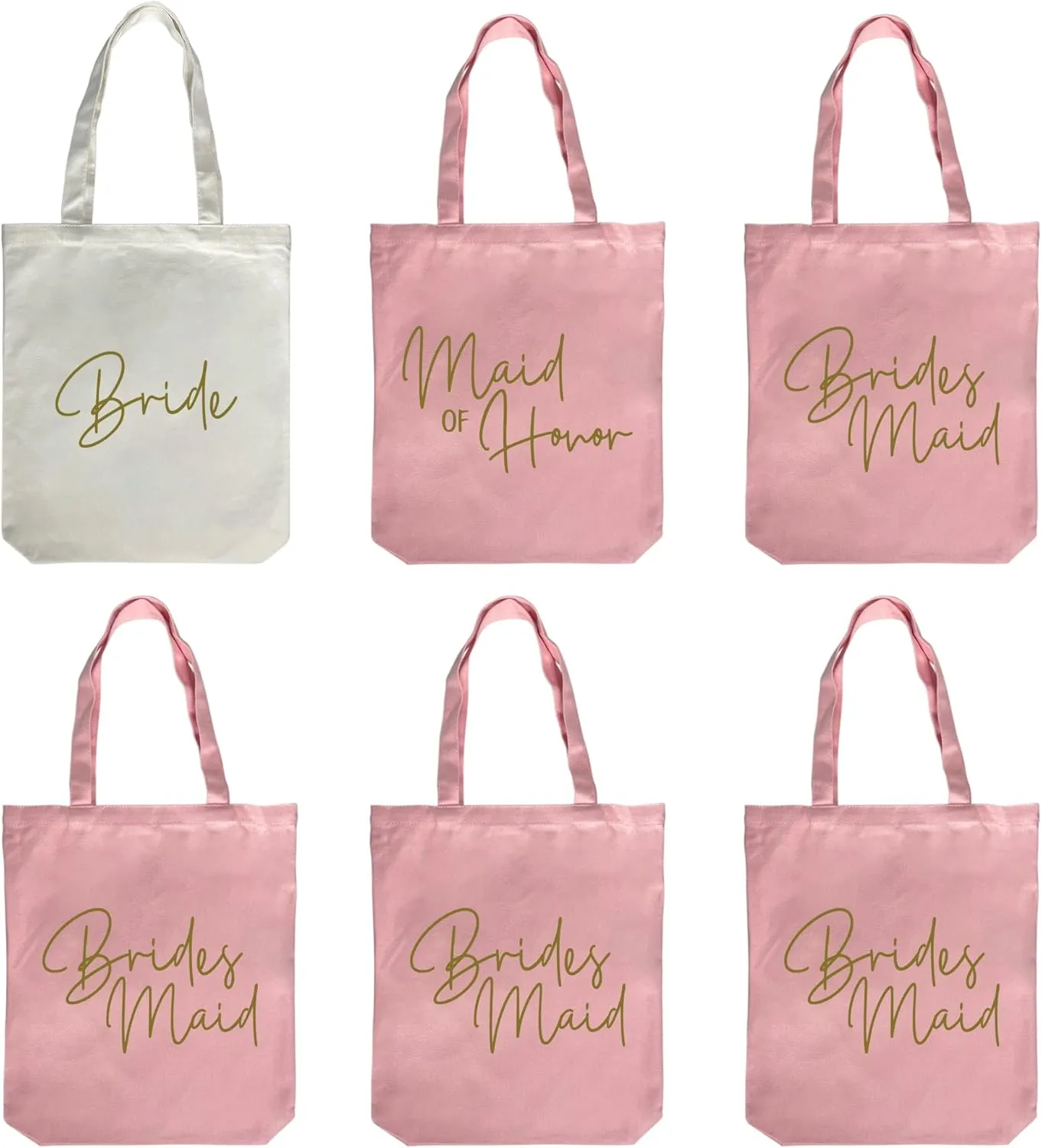 LADY & HOME 10pcs Bachelorette Party Bride Team Bridesmaid Cotton Tote Bags for Wedding Gifts