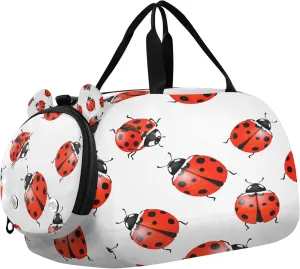 Ladybugs Kids Overnight Sports Duffel Bags with Shoe Compartment & Wet Pocket Travel Sport Gym Bag for Girls Boys