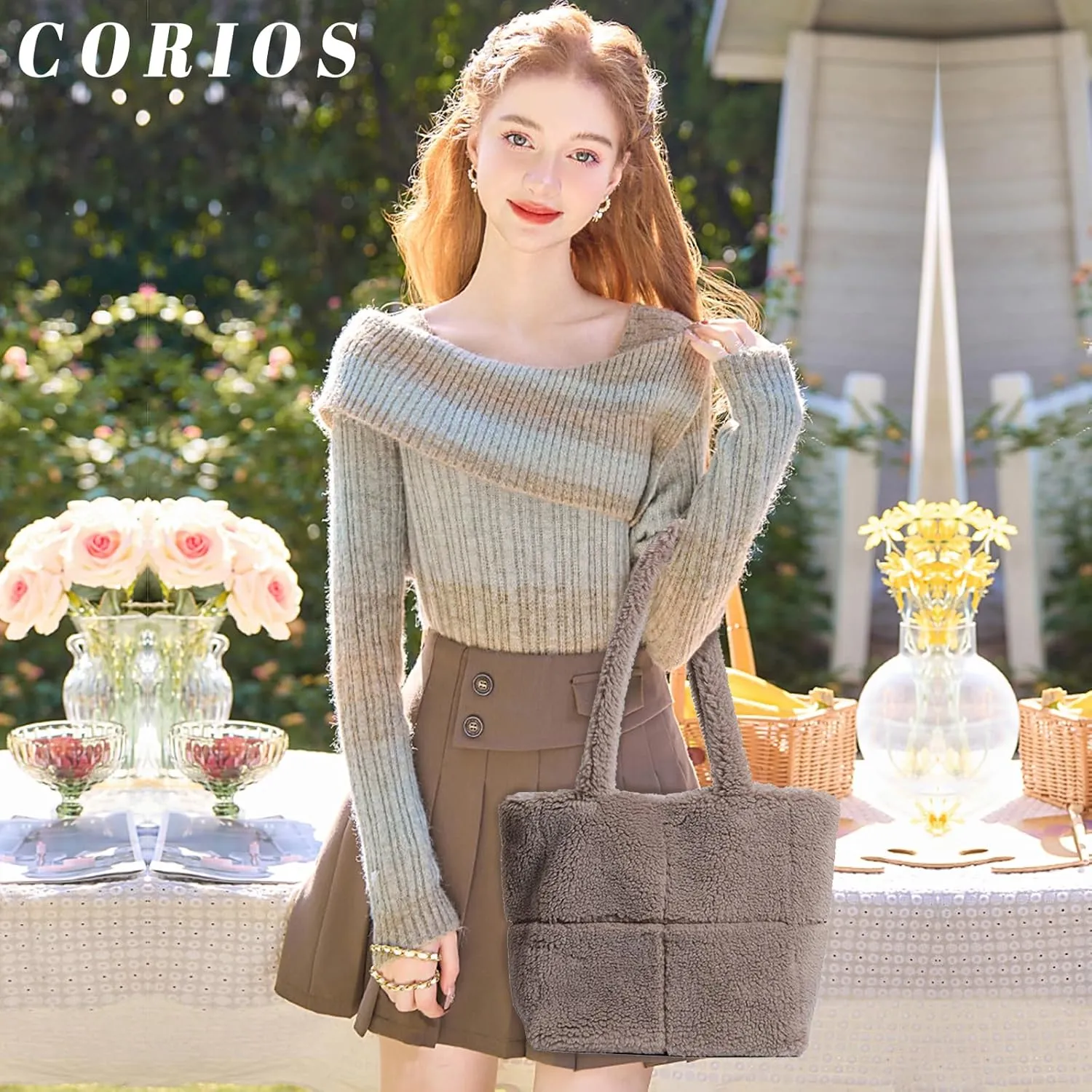 Lamb Wool Handbag for Women Soft Plush Shoulder Bag Fluffy Tote Bag Furry Top Handle Bag Cute Fuzzy Hobo Bag