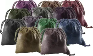 Lambskin Leather Drawstrings Pouch: 11.5 cm X 11.5 cm (Assorted Pack of 12)