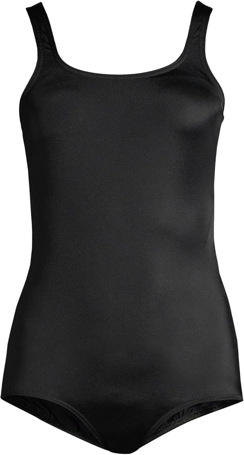 Lands' End Women's Chlorine Resistant Soft Cup Tugless Sporty One Piece Swimsuit