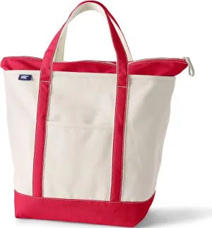Lands' End Zip Top Canvas Tote Bag