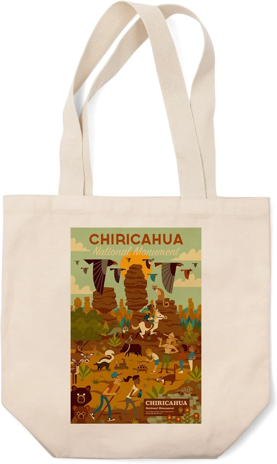 Lantern Press Chiricahua National Monument, Arizona, Geometric (100% Cotton Canvas Reusable Tote Bag)