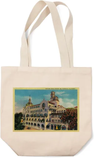 Lantern Press Riverside, California, Mission Inn, Rotunda Wing (100% Cotton Canvas Reusable Tote Bag)