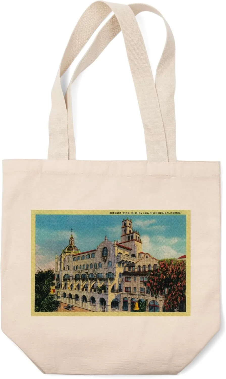 Lantern Press Riverside, California, Mission Inn, Rotunda Wing (100% Cotton Canvas Reusable Tote Bag)