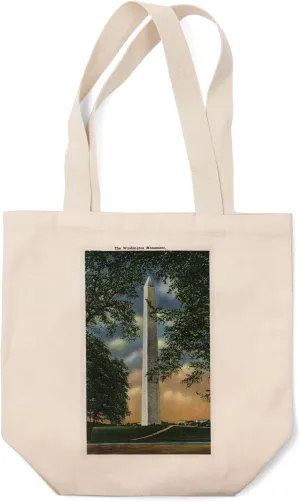 Lantern Press Washington DC, Exterior View of The Washington Monument (100% Cotton Canvas Reusable Tote Bag)