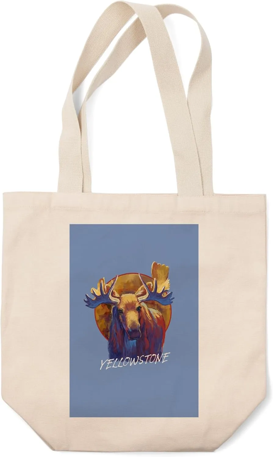 Lantern Press Yellowstone, Vivid Moose, (100% Cotton Canvas Reusable Tote Bag)