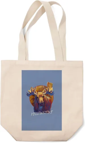 Lantern Press Yellowstone, Vivid Moose, (100% Cotton Canvas Reusable Tote Bag)