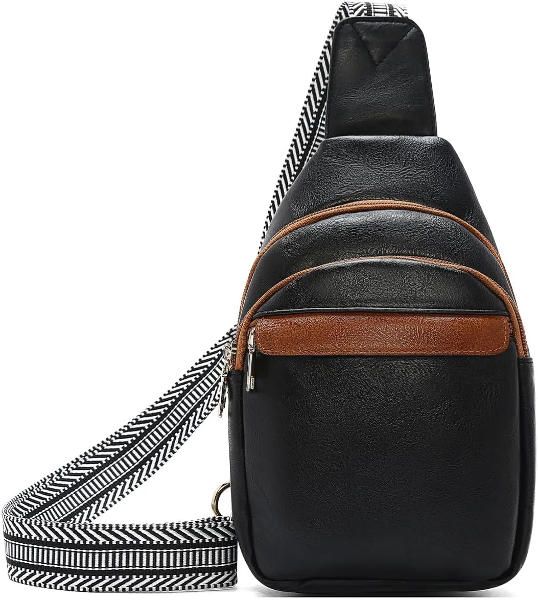 LAORENTOU Designer Crossbody Bag for Women,Medium Sling Bags with Zipper, Chest Bag with Adjustable Shoulder Strap