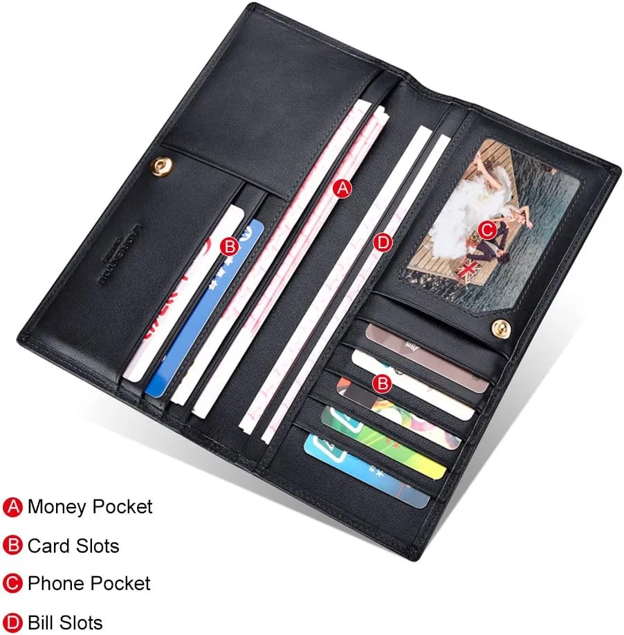 LAORENTOU Genuine Leather Wallet for Men Bifold Wallets with Zipper Coin Pocket Casual Men Purse Slim Wallet Purse for Men (Black)