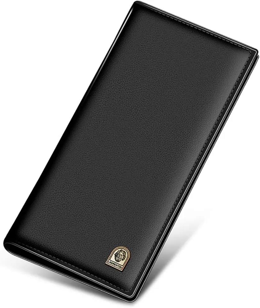 LAORENTOU Genuine Leather Wallet for Men Bifold Wallets with Zipper Coin Pocket Casual Men Purse Slim Wallet Purse for Men (Black)