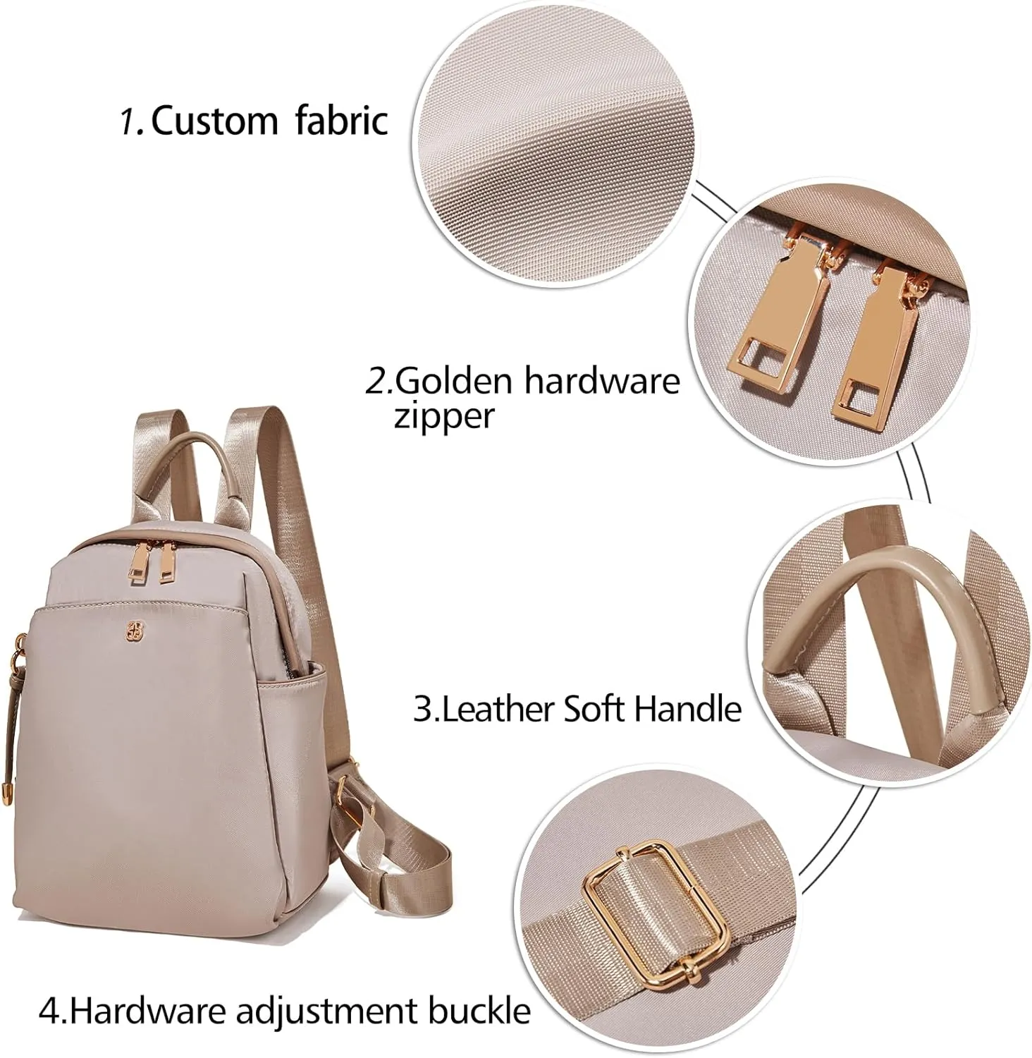 LAORENTOU Small Backpack Purse for Women Cowhide Mini Leather Backpack for Women, Ladies Small Shoulder Crossbody Handbags
