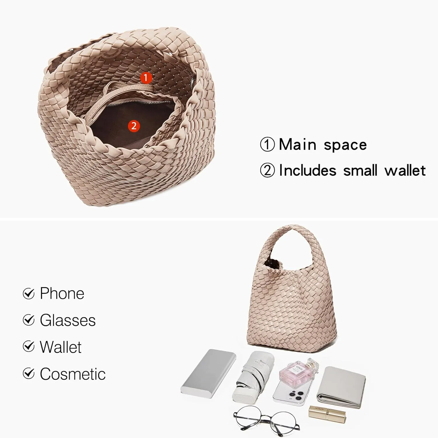 LAORENTOU Small Fabric Bucket Top-handle Crossbody Bag for Women Satchel Trendy Handbags Canvas
