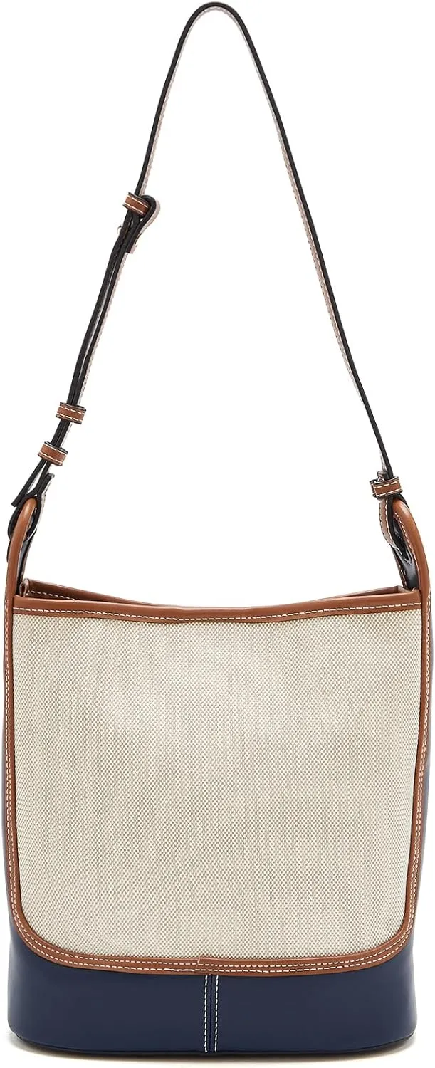 LAORENTOU Small Fabric Bucket Top-handle Crossbody Bag for Women Satchel Trendy Handbags Canvas