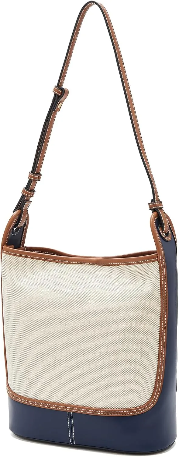 LAORENTOU Small Fabric Bucket Top-handle Crossbody Bag for Women Satchel Trendy Handbags Canvas
