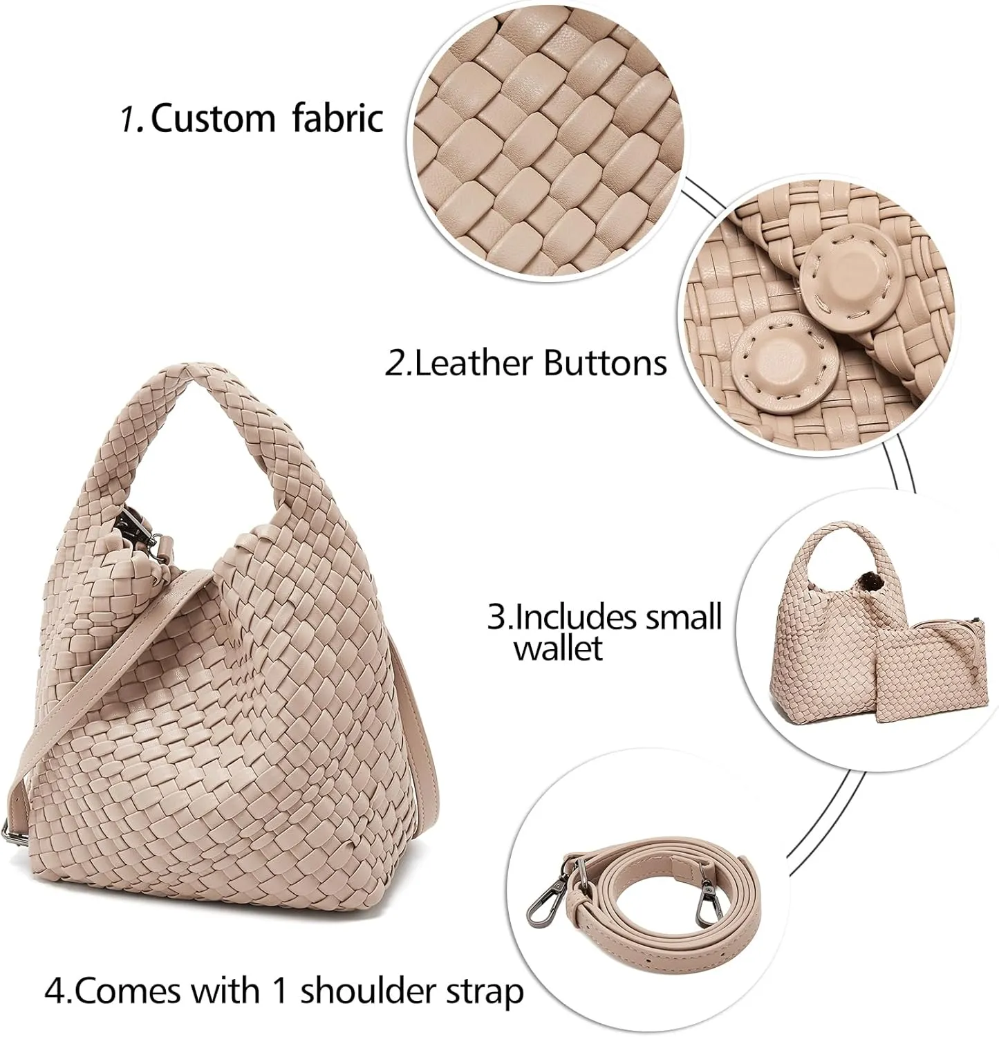 LAORENTOU Small Fabric Bucket Top-handle Crossbody Bag for Women Satchel Trendy Handbags Canvas