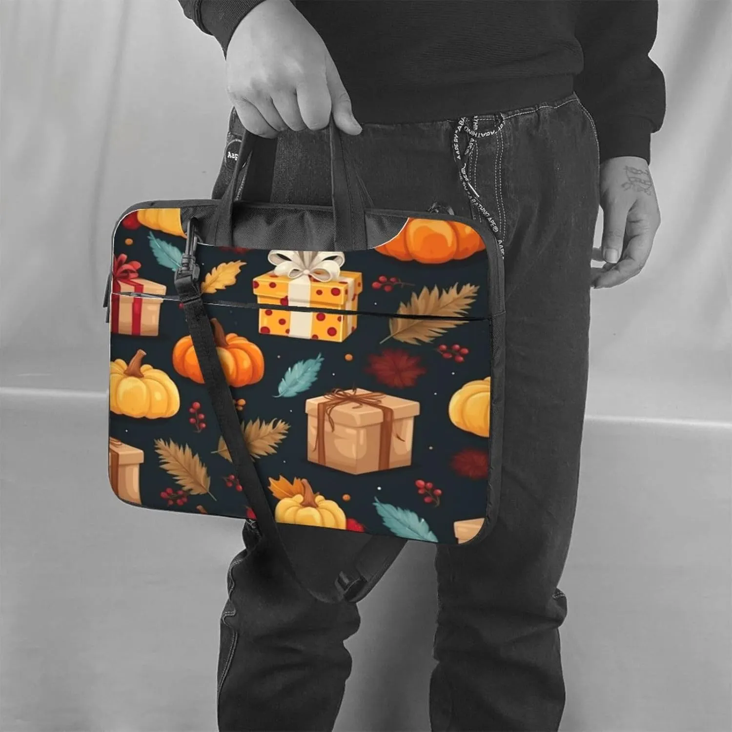 Laptop Bag Vintage Christmas Postal Pattern Santa Claus Laptop Tote Bag Women Men Laptop Sleeve Case Computer Bag