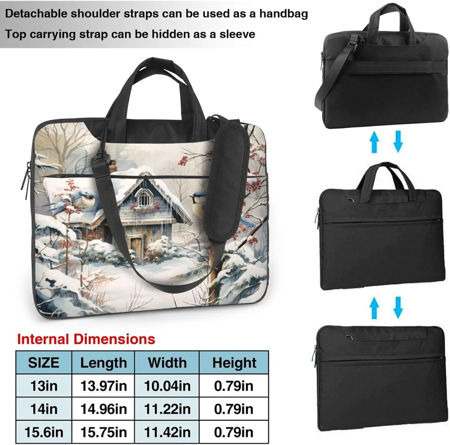 Laptop Bag Vintage Christmas Postal Pattern Santa Claus Laptop Tote Bag Women Men Laptop Sleeve Case Computer Bag