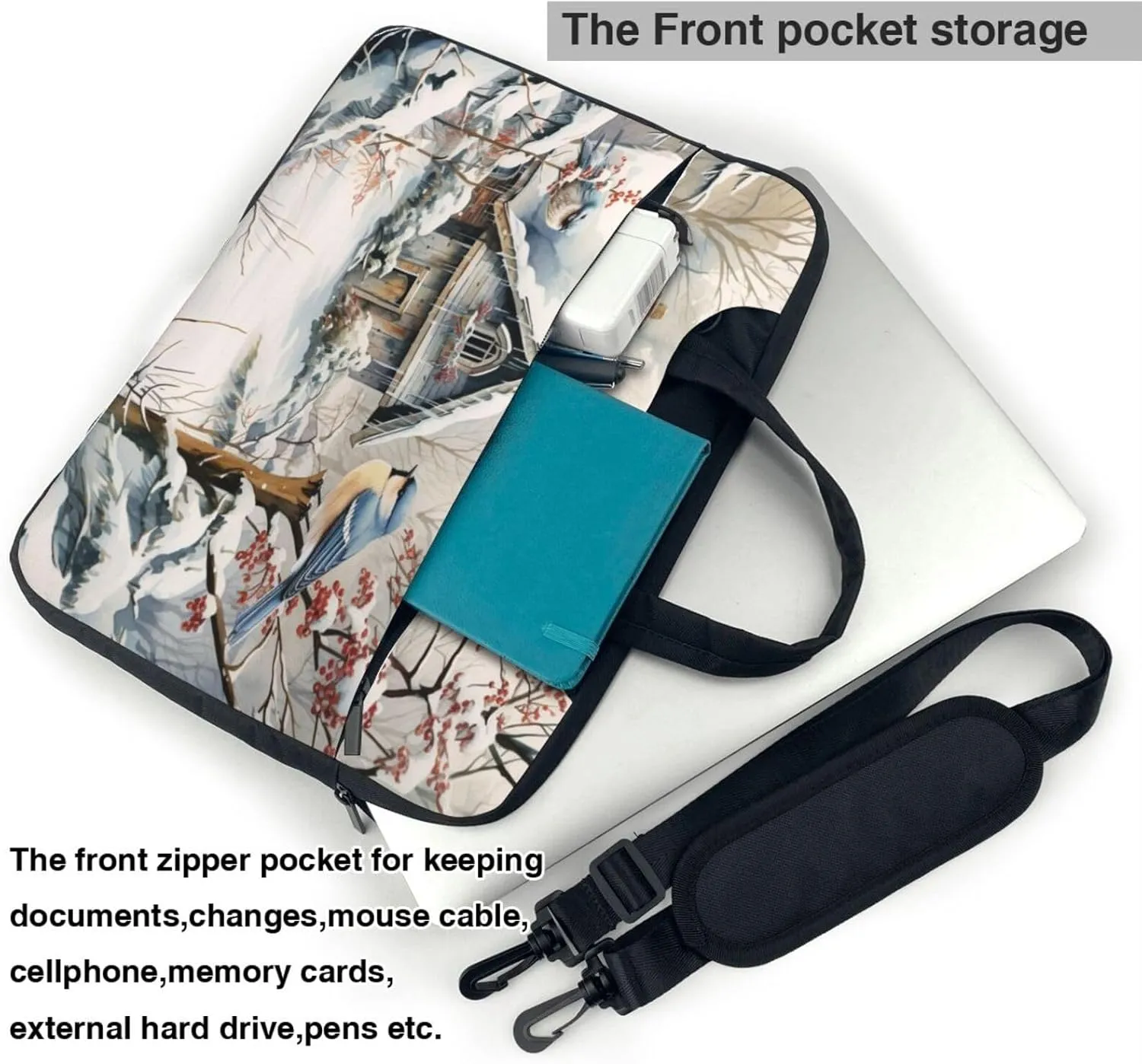 Laptop Bag Vintage Christmas Postal Pattern Santa Claus Laptop Tote Bag Women Men Laptop Sleeve Case Computer Bag
