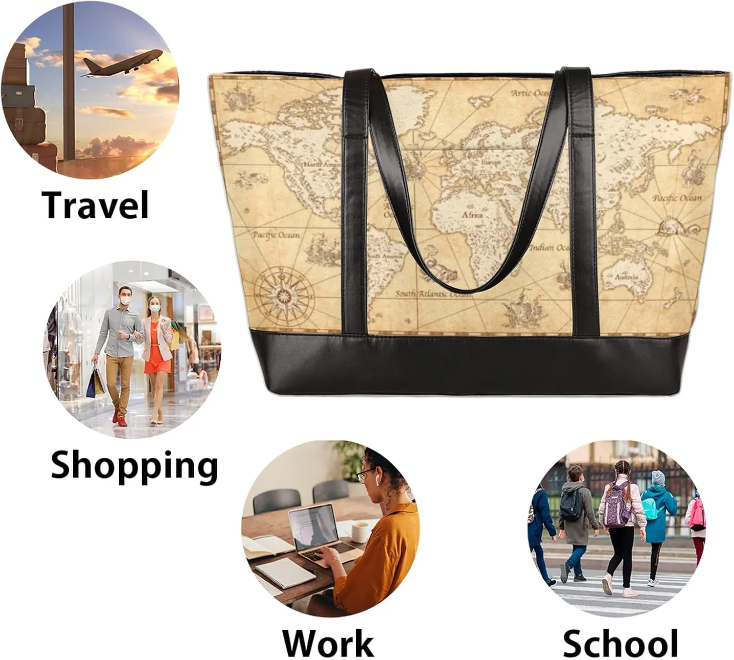 Laptop Tote Bag for Women 15.6 inch Leopard Cheetah Computer Briefcase Leather Shoulder Bag Handbag