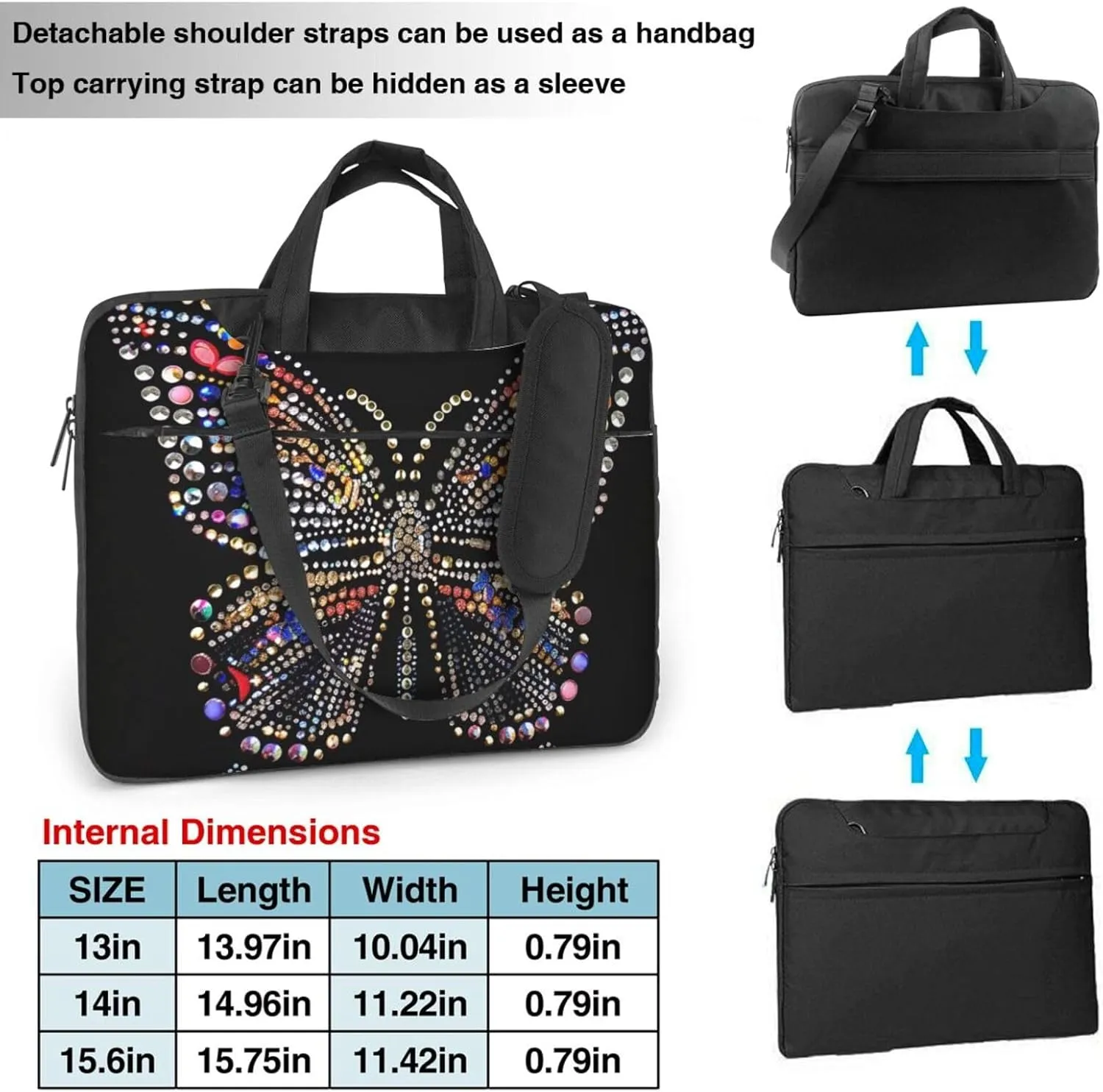 Laptop Tote Bag Laptop Tote Bag Travel Business Computer Bag Work Bag for Men Women with Rhinestones