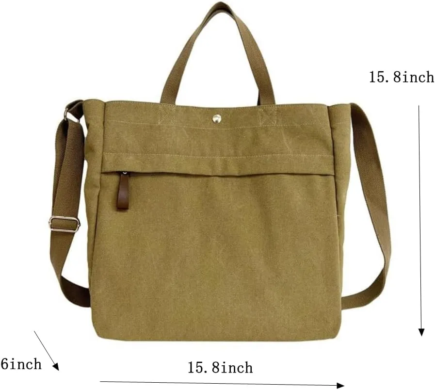 Large Canvas Tote Bag, Thick Fabric Crossbody Bag for Women & Men, Trendy Big Handbag Purse, Cotton Messenger Bag for Work