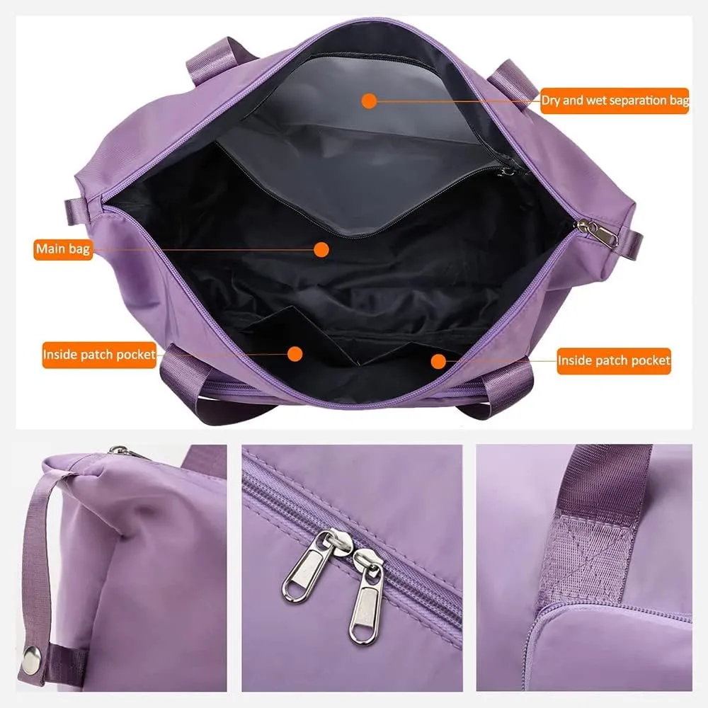 Large Capacity Folding Travel Bag, Foldable Travel Duffel Bag, Dry and Wet Separation Sports Portable Shoulder Bag, Lightweight Waterproof Carry Luggage Bag for Travel, Sports and Gym (Black)
