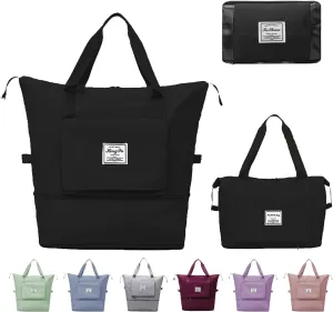 Large Capacity Travel Bag, Expandable Foldable Travel Duffel Bag, Dry and Wet Separation Portable Travel Duffel Bag, Overnight Bag for Women and Man (Black)
